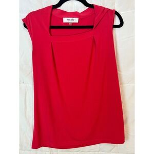 JONES STUDIO SEPARATES Womens Red Sleeveless Asymmetrical Neck Top Shirt Size M‎
